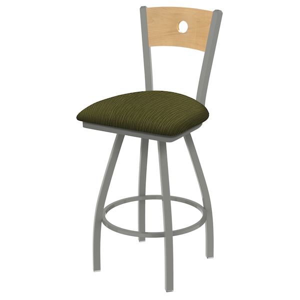 30" Swivel Counter Stool, SS Finish, Nat Back, Graph Parrot Seat